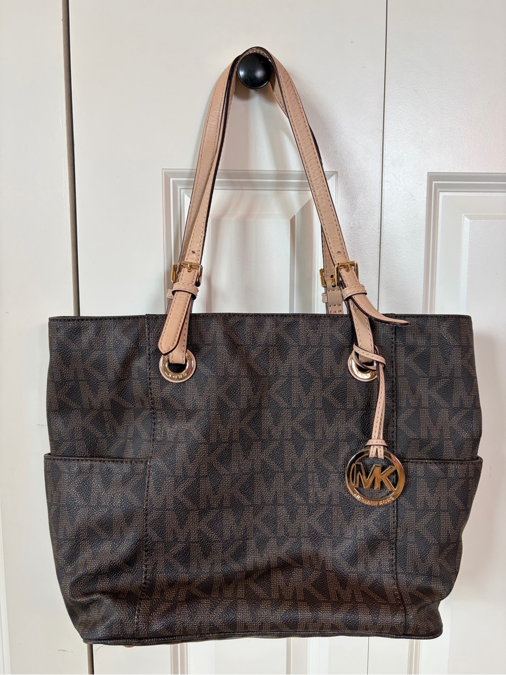 Michael Kors Jet Set Signature Brown MK Logo Tote Bag 30S11TTT4B